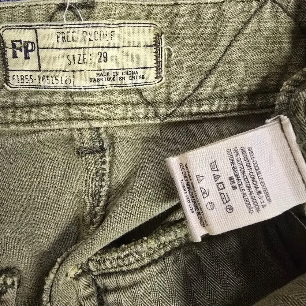 Free People High Rise Utility Boyfriend Pants Womens 29 31x28 Moss Green